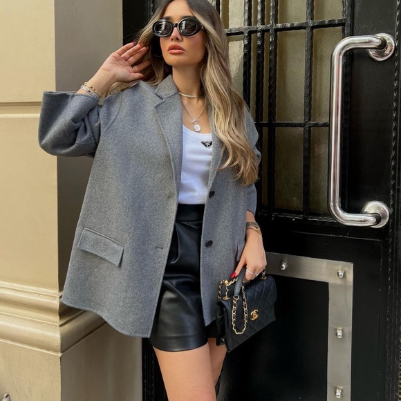 Zara Double Faced Wool Blend Blazer - Picture 3 of 16